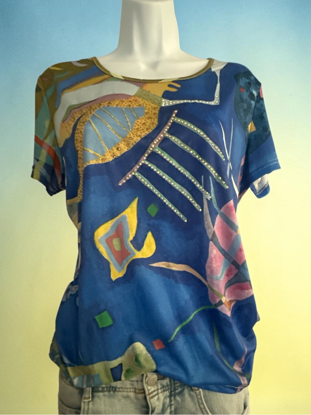 Women's Blue Abstract Short Sleeve Tee by Esprit - Picture 3 of 7